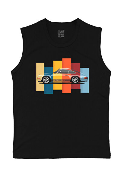 Raf Coll Tricou tricotat fără mâneci pentru bărbați, mașină sport, imprimat d...