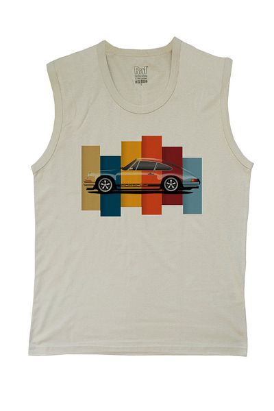 Raf Coll Ανδρικό αμάνικο πλεκτό μπλουζάκι Sports Car Digital Printed 100% βαμβάκι