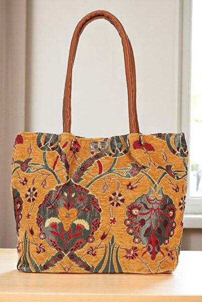 MODA Otantik Şönil Etnik Desenli Askılı Kadın El Omuz Çanta