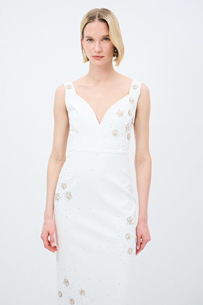 adL Mert Aslan Taş İşlemeli Kolsuz Elbise