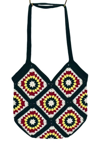 BAGLAN Hand Knitted Motif Patterned Lined Shoulder Bag Bgl-St04724