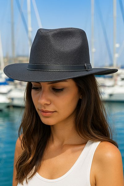LAGRANZE Belt Detailed Straw Women's Cowboy Hat 60cm.