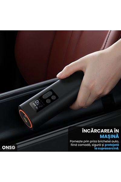 Baseus Compresor auto, pompă de umflat anvelope rapidă, inteligentă, 12V, presiune maximă 3 bari, afișaj LED