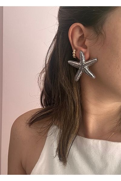 YENGEÇ Brand Model Silver Star Earrings