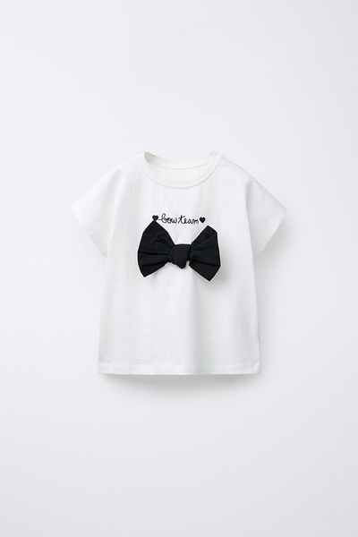 Daisy Dolly Girl's Bow Detailed Cotton T-Shirt