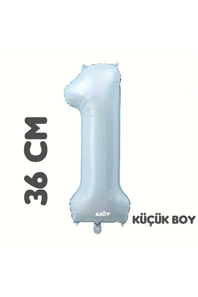 asöy 1 Foil Balloon Number Balloon 36 cm Small Size Blue Green 1 Year Old Balloon Birthday Party Supplies
