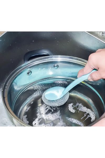BRE HOME Handle Dishwashing Wire Set of 3 – 1 Handle Brush + 2 Spare Stainless Steel Washcloths