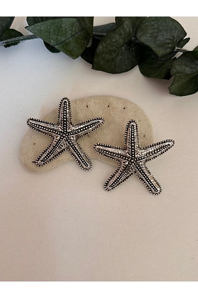 YENGEÇ Brand Model Silver Star Earrings