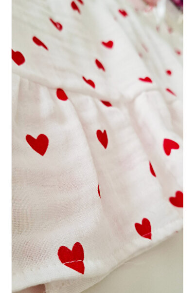 Miccolatte Baby and Kids Muslin Red Heart Fabric Beach Pareo / Poncho