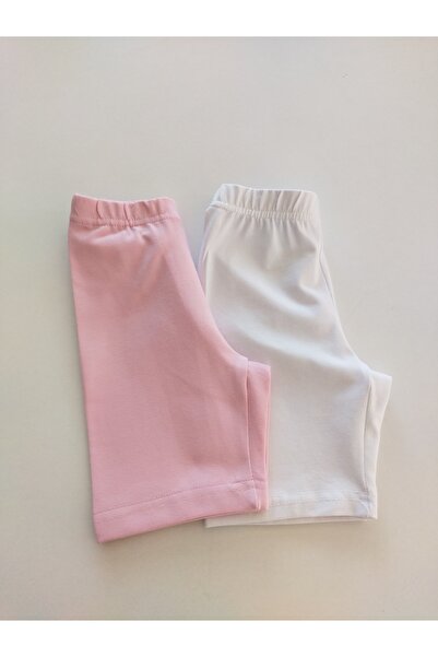 HEREN BUTİK Penye Kız Çocuk Etek Altı Diz Üstü Pamuklu Biker Tayt Pembe - Bey...
