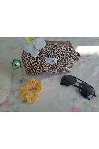 LOVELYBAG Τσάντα μακιγιάζ μεγάλου μεγέθους με στάμπα λεοπάρ