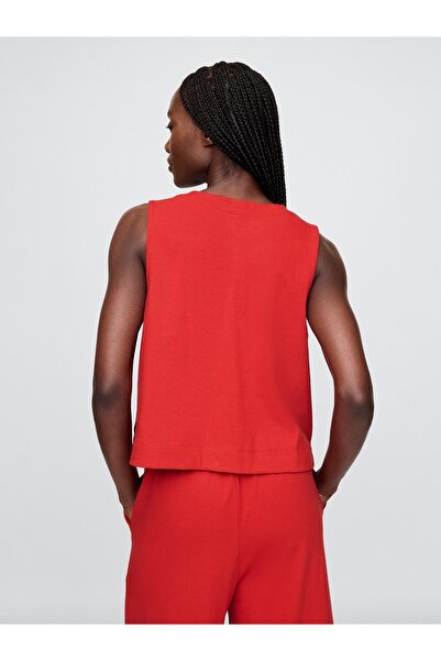 GAP Kadın Kırmızı Organik Pamuk Heavyweight Crop Bluz