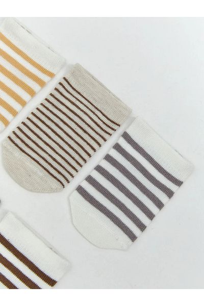 LC Waikiki Lcw Baby Ecru Striped Baby Boy Booties Socks 5 Pcs