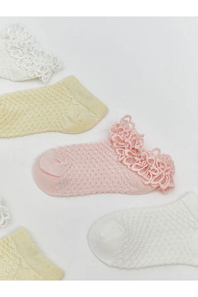 LC Waikiki Lcw Baby Ecru Embroidered Baby Girl Booties Socks 7 Pcs