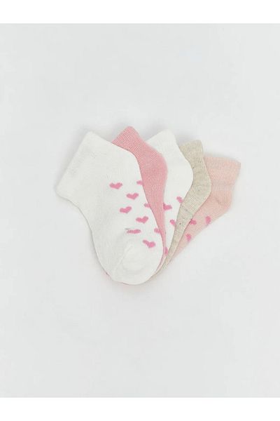 LC Waikiki Lcw Baby Pink Printed Baby Girl Booties Socks 5-Pack