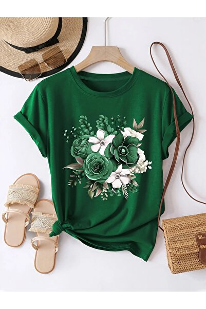 l'eivor Culoarea principală - buchet de flori Tricou imprimat pentru femei