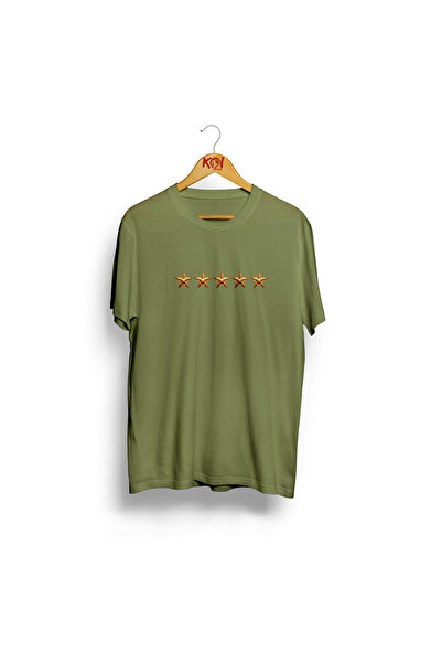 Butik Πεντάστερο Ανδρικό Μπλουζάκι Χακί Πράσινο / 100% Βαμβάκι Υψηλής Ποιότητ...