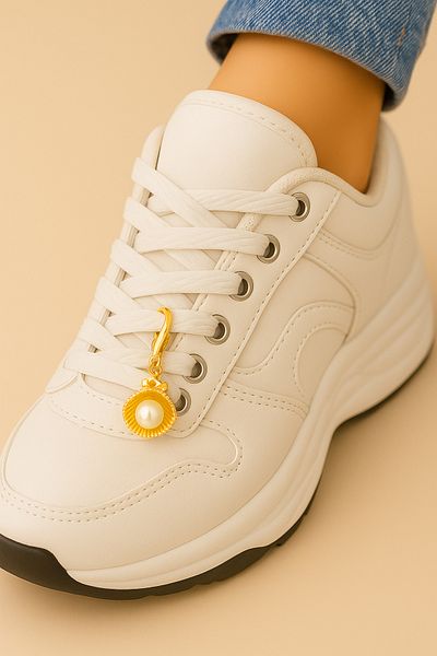 WisstoriaCollections Shoe Charm Seashell Pearl Model Gold-Yellow Color