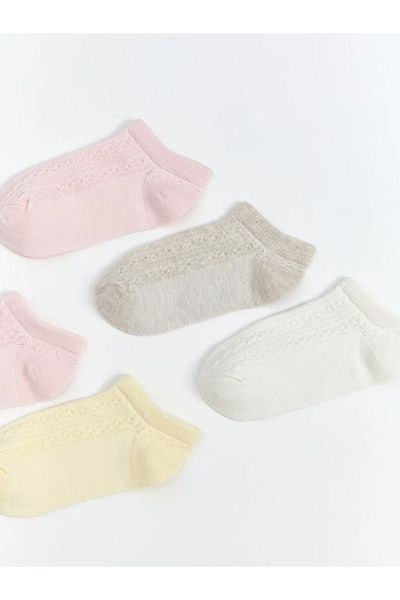 LC Waikiki Lcw Baby Pink Basic Baby Girl Booties Socks 5-Pack