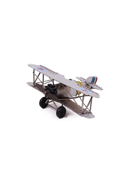 hediyeconcepti Decorative Metal Airplane Biplane Ornaments Home Living Room Tv Cabinet Desktop Office Decoration