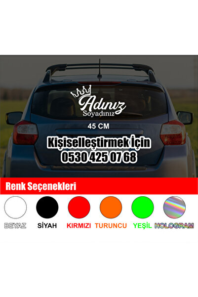 MS Major Selection Kral Tacı Simgeli Kişiye Özel Araç Sticker – 45 cm İsim Ya...