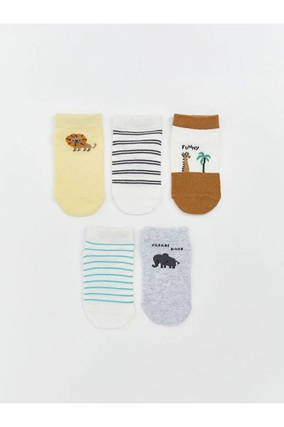 LC Waikiki Lcw Baby Sari Printed Baby Boy Booties Socks 5-Pack