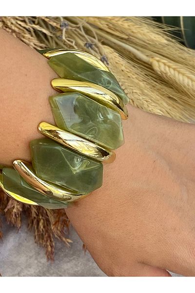 Lucios Thick Vip Bracelet with Natural Stone Look