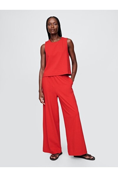 GAP Kadın Kırmızı Organik Pamuk Heavyweight Crop Bluz