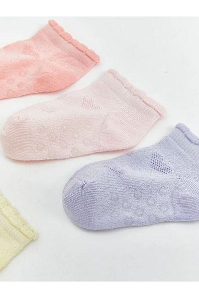 LC Waikiki Lcw Baby Pink Patterned Baby Girl Booties Socks 5-Piece