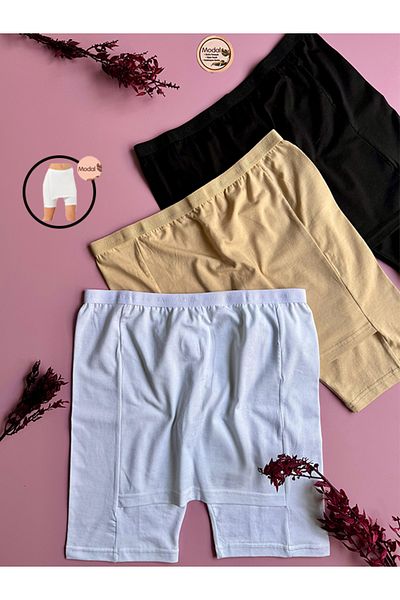 VicTroy Privella Breathable |   Modal White, Black and Tan 3-Piece Skirt Bottom Wear Basic Short Women's Leggings-Shorts