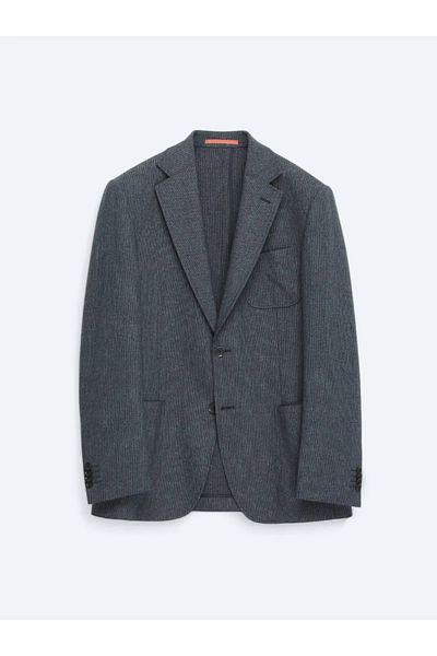 Kip Navy Blue Plain Comfort Fit Wool Blend Suit