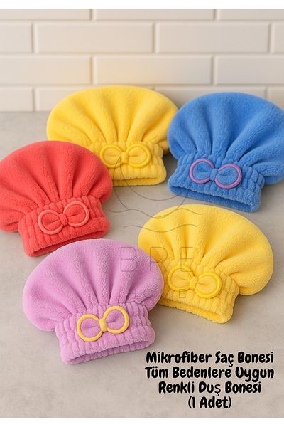 BRE HOME Microfiber Hair Cap – Colorful Shower Cap Suitable for All Sizes (1 Piece)