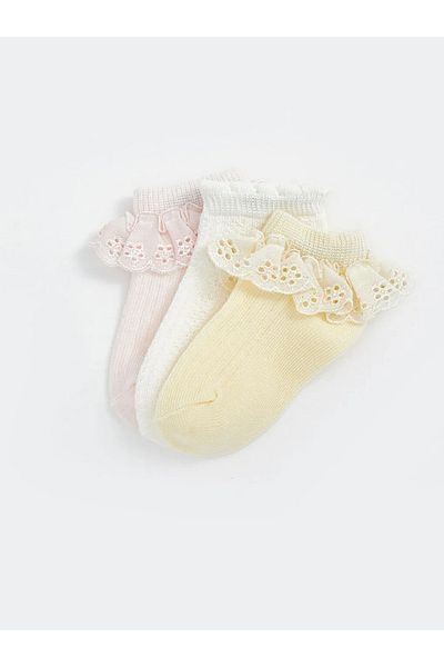 LC Waikiki Lcw Baby Sari Basic Baby Girl Booties Socks 3-Piece
