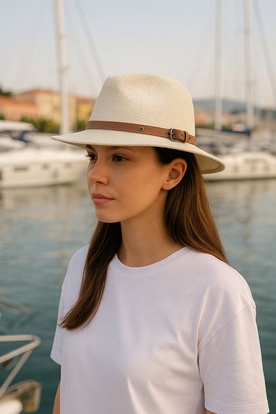 LAGRANZE Belt Detail Women's Cowboy Hat