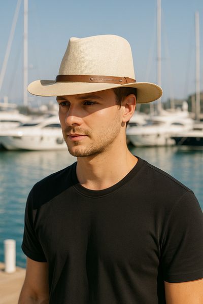 LAGRANZE Cowboy Men's Hat with Belt Detail