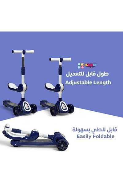 ALBADER 3 in 1 Kick Scooter, Height-Adjustable Scooter Wheels and Anti-Slip Deck
