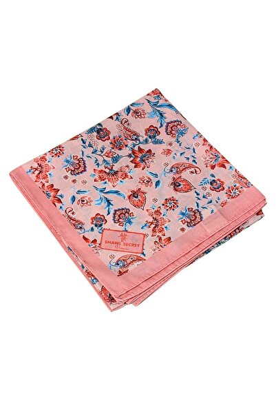 mim eşarp وشاح منقوش بالزهور من القطن الفاخر مقاس 90 × 90 سم