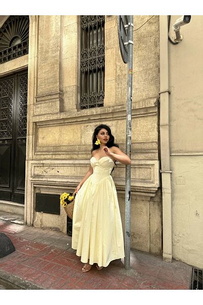 moneta boutique Rochie midi din poplin cu design cu guler inimă pentru damă