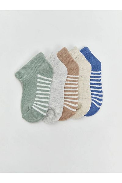 LC Waikiki Lcw Baby Green Striped Baby Boy Booties Socks 5-Pack