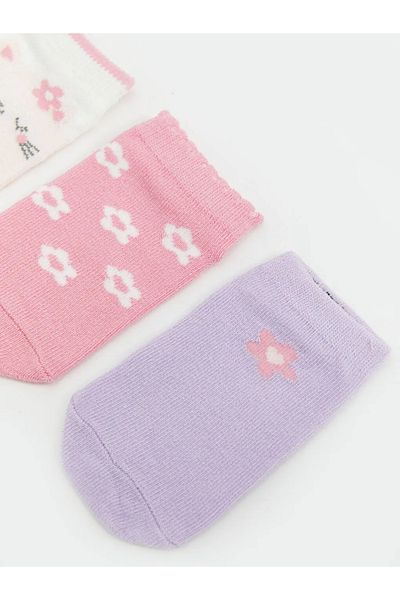 LC Waikiki Lcw baby pink floral girl baby booties socks 3-pack