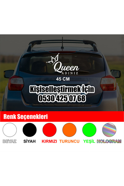 MS Major Selection QUEEN Adınız Sticker – Kişiye Özel 45 cm Kadınlara Özel Ca...