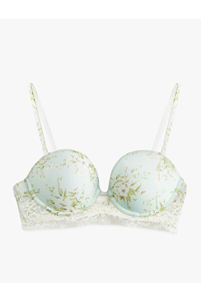 Koton Sutien cu imprimeu floral Maximizer cu detaliu din dantelă