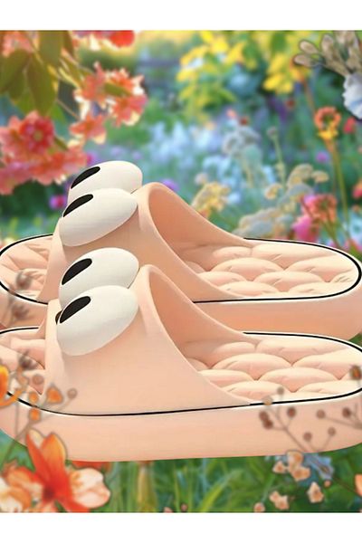 ORGANICYOU Fuzhou Unisex Cartoon Eye Design Eva Anti-Slip Slippers - No Odor Lightweight Comfort