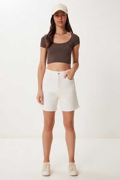 Lovelyİstanbul Pantaloni scurți din denim Bermuda CREAM LUT0017
