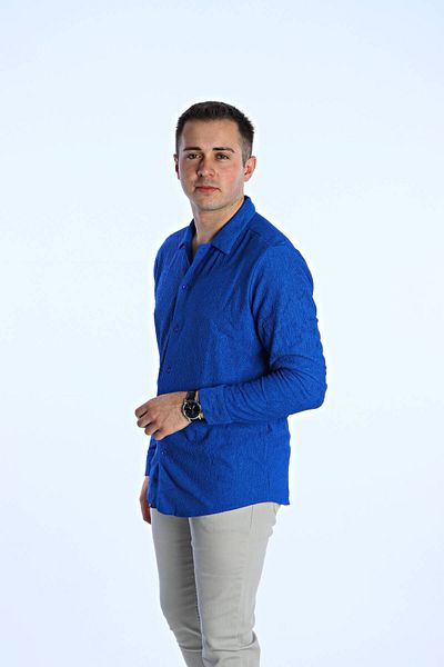 eg38 Dnt Μακρυμάνικο Πουκάμισο Saks Blue