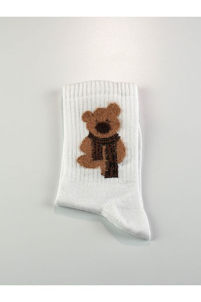 Rumon Teddy Bear Teddy Bear Patterned Cotton Socks 2 Pairs