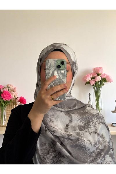 Lavena scarfs Bohemian Series Bohemian Pattern Cotton Digital Soft Shawl - Gray