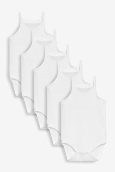 Bon Bebe Bon Baby White Baby Bodysuit with Suspenders, 100% Pure Cotton