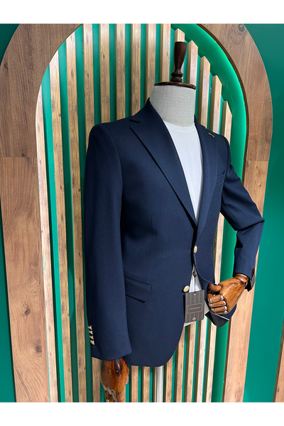 cemden Erkek Lacivert Regular Fit Mono Yaka Ceket