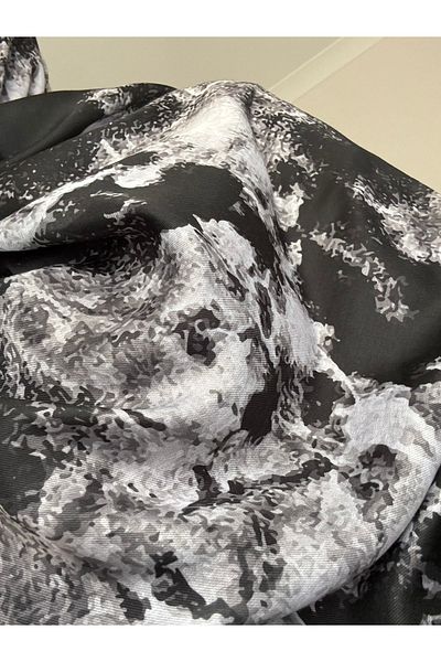 Lavena scarfs Seria Bohem Modelul Bohem Șal Digital Soft din Bumbac - Negru